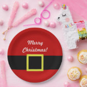 サンタベルト |クリスマス・ホリデー |パーソナライズされた | ペーパープレート (パーティー)