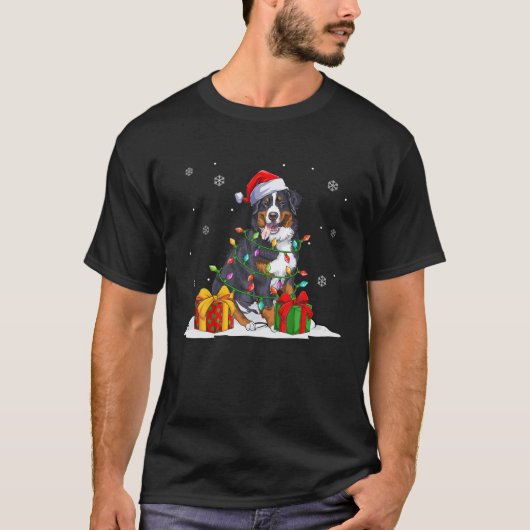 サンタベルネスマウンテンクリスマスツリーライトクリスマス Tシャツ (正面)
