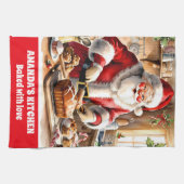 サンタベーキングクリスマスブレッドパーソナライズされたホリデー キッチンタオル (横)