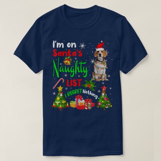 サンタベーグル私はサンタリストのいけなクリスマスツリーに Tシャツ (デザイン正面)