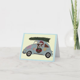 サンタベールナールとヒッピーの車のクリスマス 招待状