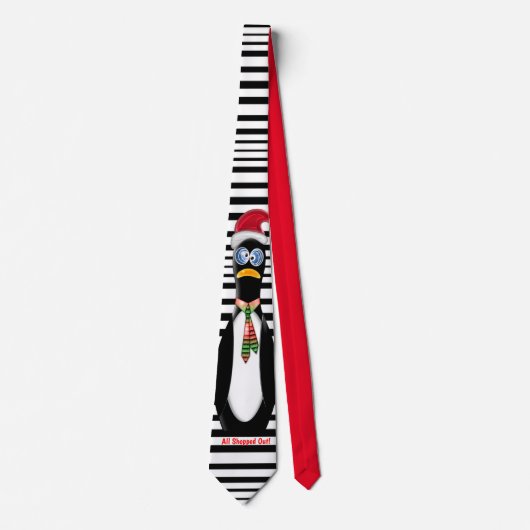 サンタペンおもしろいギンが買い物に出パーソナライズされたた ネクタイ (正面)