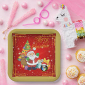 サンタペンキンデリバリープレゼントパーティープレート ペーパープレート (パーティー)