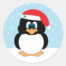 サンタペンギンのクリスマスステッカー ラウンドシール