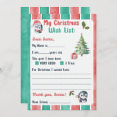 サンタペンギンへのクリスマスレターテーマ 招待状 (正面/裏面)