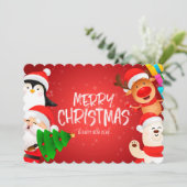 サンタペンギントナカイシロクマクリスマスカード シーズンカード (スタンド正面)