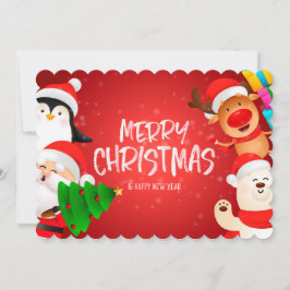 サンタペンギントナカイシロクマクリスマスカード シーズンカード