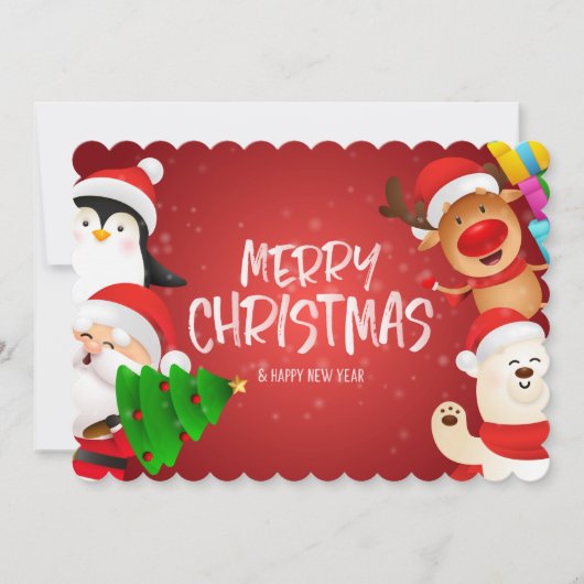 サンタペンギントナカイシロクマクリスマスカード シーズンカード (正面)
