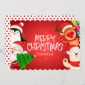 サンタペンギントナカイ極熊クリスマスカード シーズンカード (正面/裏面)