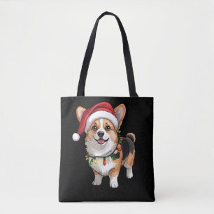 サンタペンブロークウェルシュコーギー クリスマスツリーライト トートバッグ
