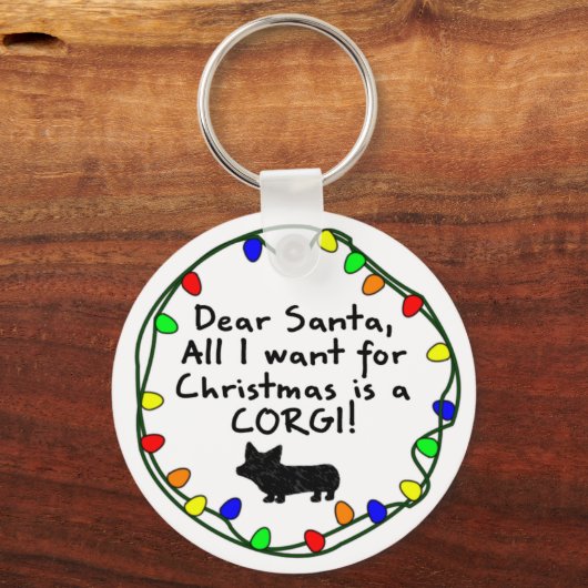 サンタペ親愛ンブロークウェルシュコーギー キーホルダー (正面)