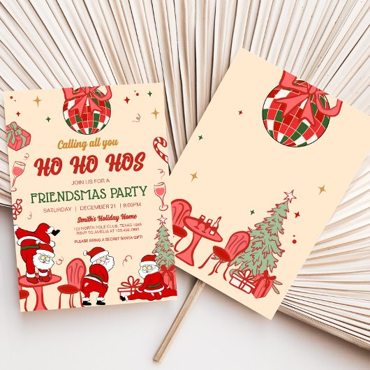 サンタホスおもしろいアダルトフレンドズクリスマスパーティー 招待状