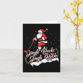 サンタホッケープレイヤーアイスホッケークリスマスズスポーツクリスチム カード (黄色い花)