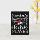 サンタホッケー選手お気に入りのおもしろいパジャマクリスマ カード (黄色い花)