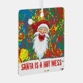 サンタホットメスレッドブルーグリーンイエローワイルドスクライブル メタルオーナメント (正面右)