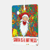 サンタホットメスレッドブルーグリーンイエローワイルドスクライブル メタルオーナメント (正面左)