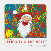 サンタホットメスレッドブルーグリーンイエローワイルドスクライブル メタルオーナメント (裏面)