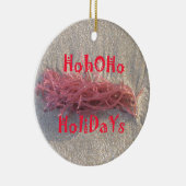 サンタホホホホホメリークリスマスビーチ色 セラミックオーナメント (右)