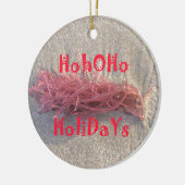 サンタホホホホホメリークリスマスビーチ色 セラミックオーナメント (左)