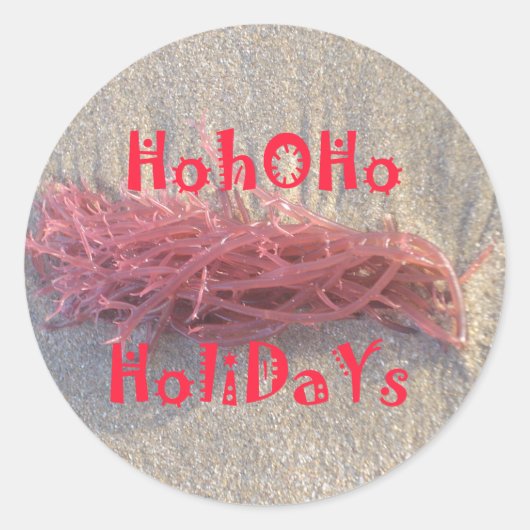 サンタホホホホホメリークリスマスビーチ色 ラウンドシール (正面)