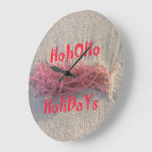 サンタホホホホホメリークリスマスビーチ色 ラージ壁時計 (傾斜)
