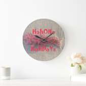 サンタホホホホホメリークリスマスビーチ色 ラージ壁時計 (ホーム)