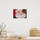 サンタホホホホーリサイクルヴィンテージライセンスプレートアート ポスター (キッチン)