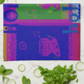 サンタホホーポップ・アートのアートカラー キッチンタオル (折り畳み)