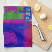 サンタホホーポップ・アートのアートカラー キッチンタオル (四つ折り)