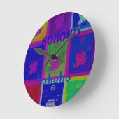 サンタホホーポップ・アートのアートカラー ラウンド壁時計 (傾斜)