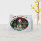 サンタホリデーに適したクリスマスプードル カード (黄色い花)