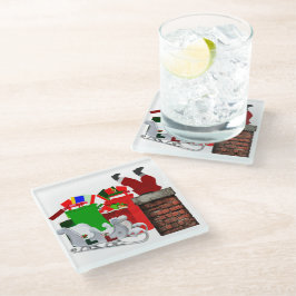 サンタホワイトのコースターが詰まった ガラスコースター