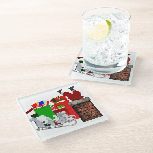 サンタホワイトのコースターが詰まった ガラスコースター (アングル)