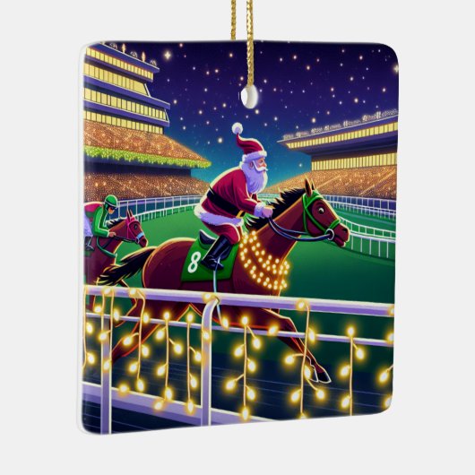 サンタホースレーシングジョッキークリスマス セラミックオーナメント (右)