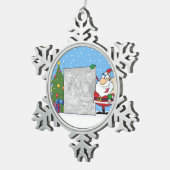 サンタホールディングフォト スノーフレークピューターオーナメント (右)