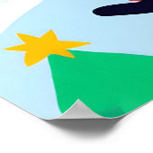 サンタホールディングプレゼントウォールアートスケッチポスター ポスター (角)