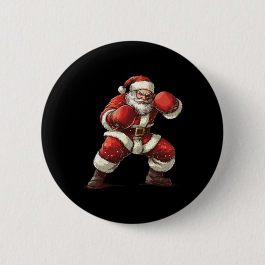 サンタボクシングクリスマスmmaムエタイラバーボクサーキリスト 缶バッジ (正面)