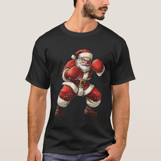 サンタボクシングクリスマスmmaムエタイラバーボクサーキリスト tシャツ (正面)