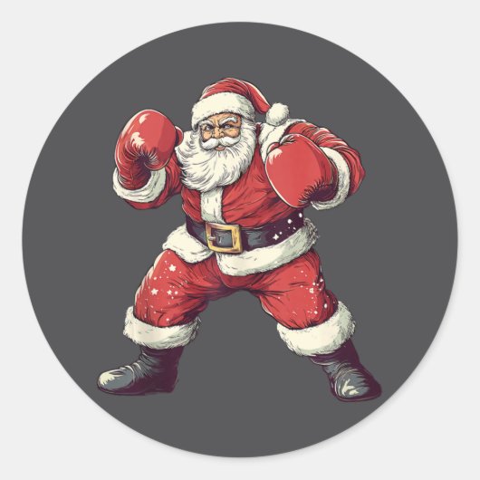 サンタボクシングーおもしろい恋人mmaムアイタイボクサークリス ラウンドシール (正面)