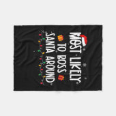 サンタボスのまわりにおもしろいクリスマス フリースブランケット (正面(横))