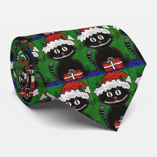 サンタボボ黒猫-クリスマスのタイ ネクタイ (ロール)