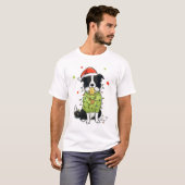 サンタボーダーコリー クリスマスボーダーコリー 犬の母 Tシャツ (正面フル)