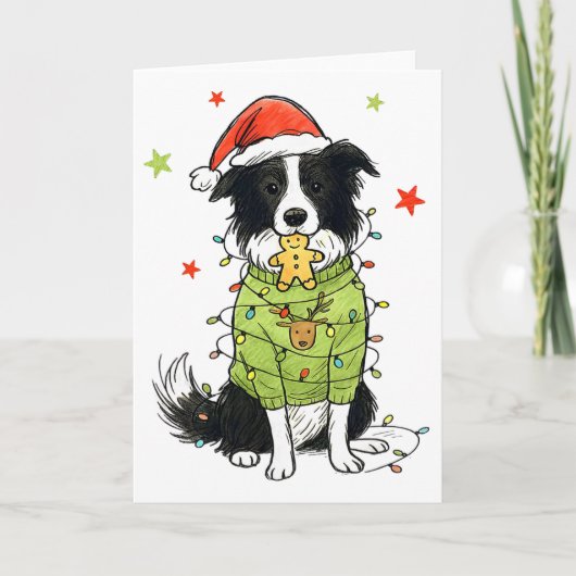 サンタボーダーコリー クリスマス ボーダーコリー 犬の母 カード (正面)