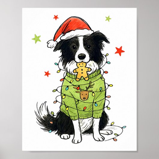 サンタボーダーコリー クリスマス ボーダーコリー 犬の母 ポスター (正面)
