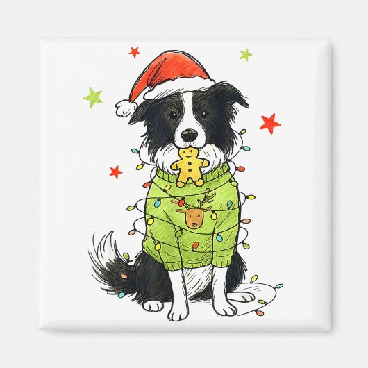 サンタボーダーコリー クリスマス ボーダーコリー 犬の母 マグネット (正面)