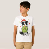 サンタボーダーコリー クリスマス ボーダーコリー 犬 ママ Tシャツ (正面フル)