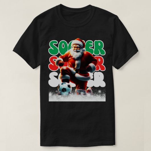 サンタボールスポーツデザインクリスマスプレイヤー Tシャツ (デザイン正面)