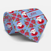 サンタポインセチア伝統的追加イニシャルクリスマス ネクタイ (ロール)