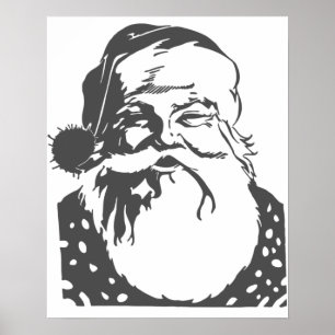 サンタポップ・アートのアートメリークリスマスライトグレー ポスター