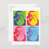 サンタポップ・アートのアートメリークリスマス シーズンポストカード (正面/裏面)